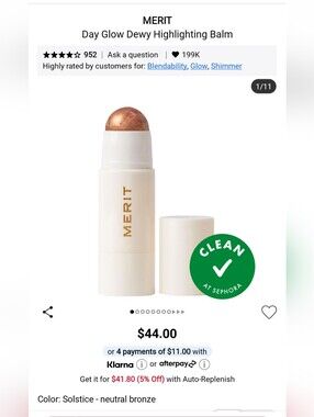 MERIT Day Glow Dewy Highlighting Balm — Solstice Neutral Bronze